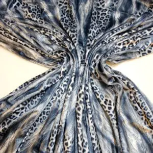 Velour Fabric Animal Print Tribal Tech Grey