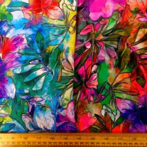 Bamboo Viscose Fabric Floral Cypress