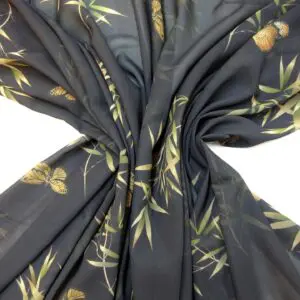 Chiffon Fabric Huckleberry Butterfly Brown Beige