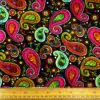 Corduroy Fabric Skinny Rib Juicy Paisley Cerise Black
