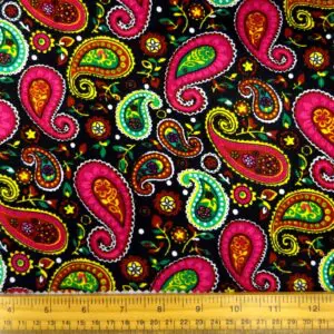 Corduroy Fabric Skinny Rib Juicy Paisley Cerise Black