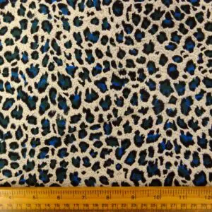 Corduroy Fabric Skinny Rib Leopard Print Ivory/Turquoise/Jade