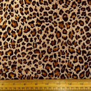 Corduroy Fabric Skinny Rib Leopard Print Beige/Ginger