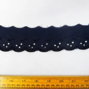 Broderie Anglais Lace Trim Glasgow Flat 5cm Wide Navy