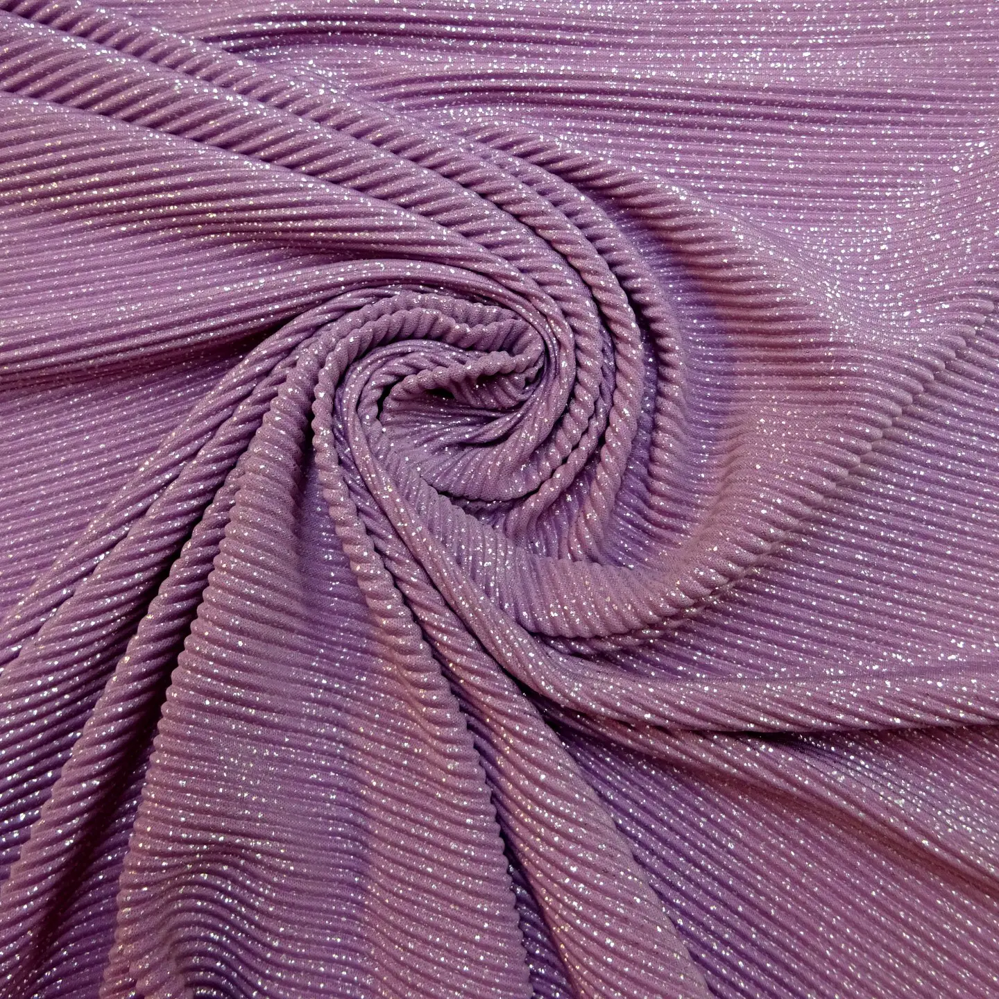 Foil Jersey Fabric Plissé Stardust Mauve/Silver