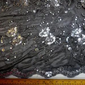 Lace Fabric Mechanical Stretch With Sequins Tennessee Rose Black
