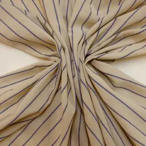 Linen Blend Fabric Portsmouth Stripe Natural/Blue