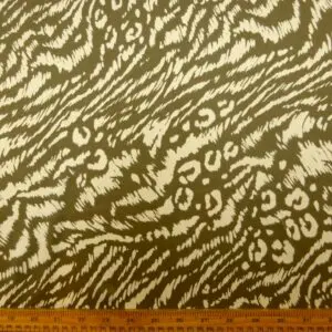 Satin Fabric Soft Doodles Green Grey