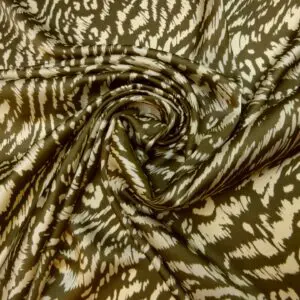 Satin Fabric Soft Doodles Green Grey
