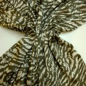 Satin Fabric Soft Doodles Green Grey