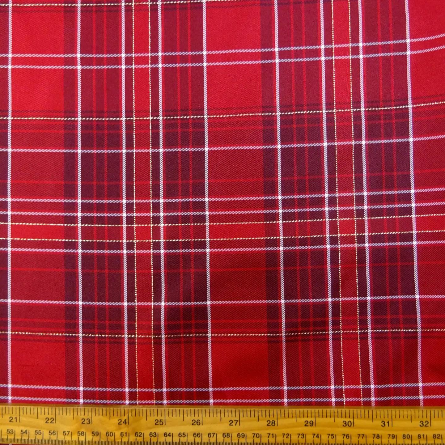 Suiting Fabric Tartan With Gold Thread Mrs Noo Red