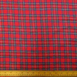 Tartan Fabric Brushed Flannel Check Rufus Hogwart Red