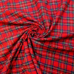 Tartan Fabric Brushed Flannel Check Rufus Hogwart Red