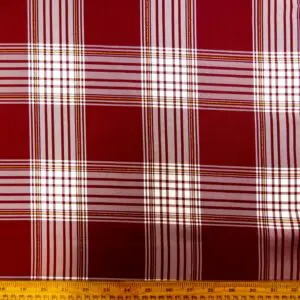 Tartan Fabric Polyester Twill Burns Night Gold Lurex Thread Wine