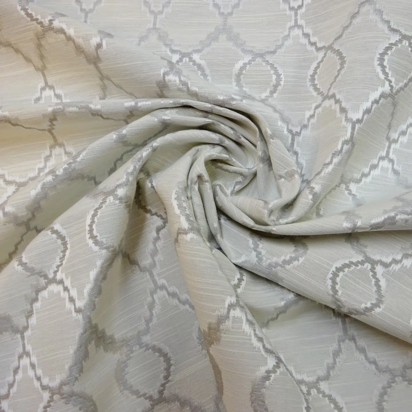 Curtain Fabric Opel Trellis Silver/Ivory