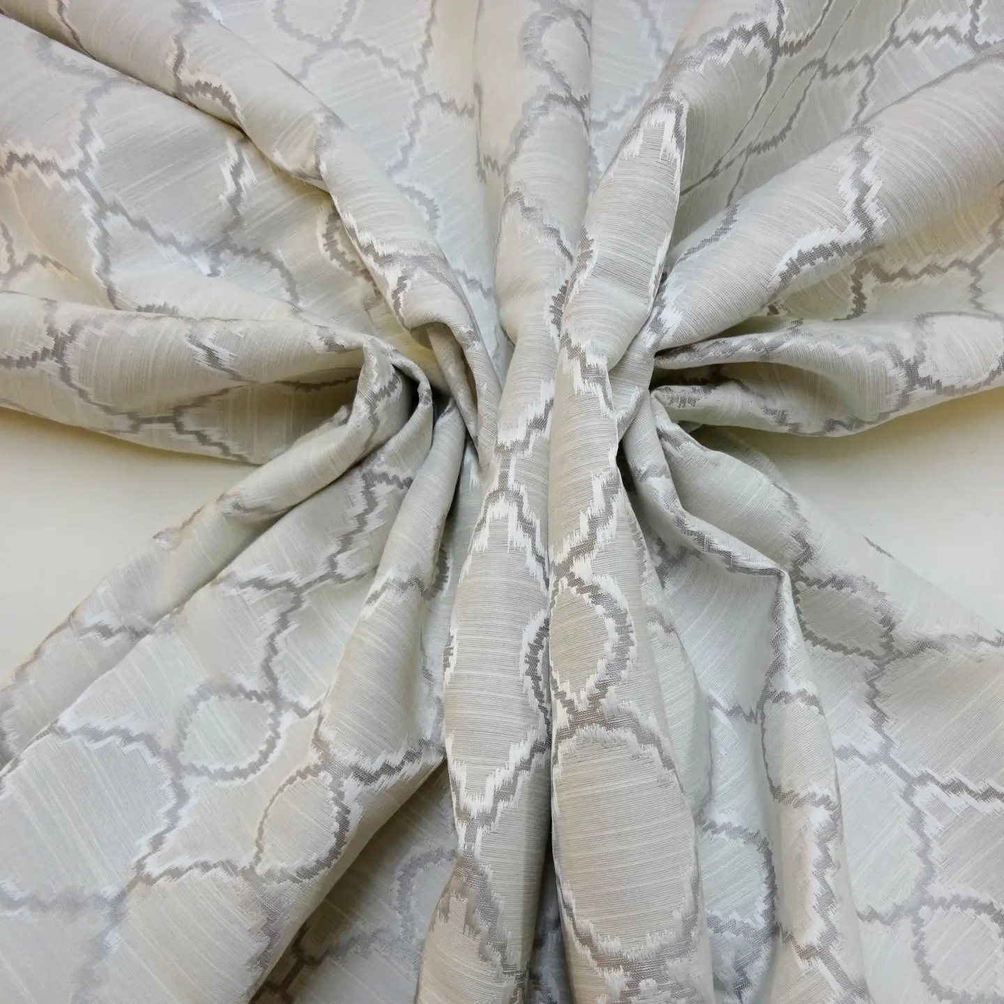 Curtain Fabric Opel Trellis Silver/Ivory