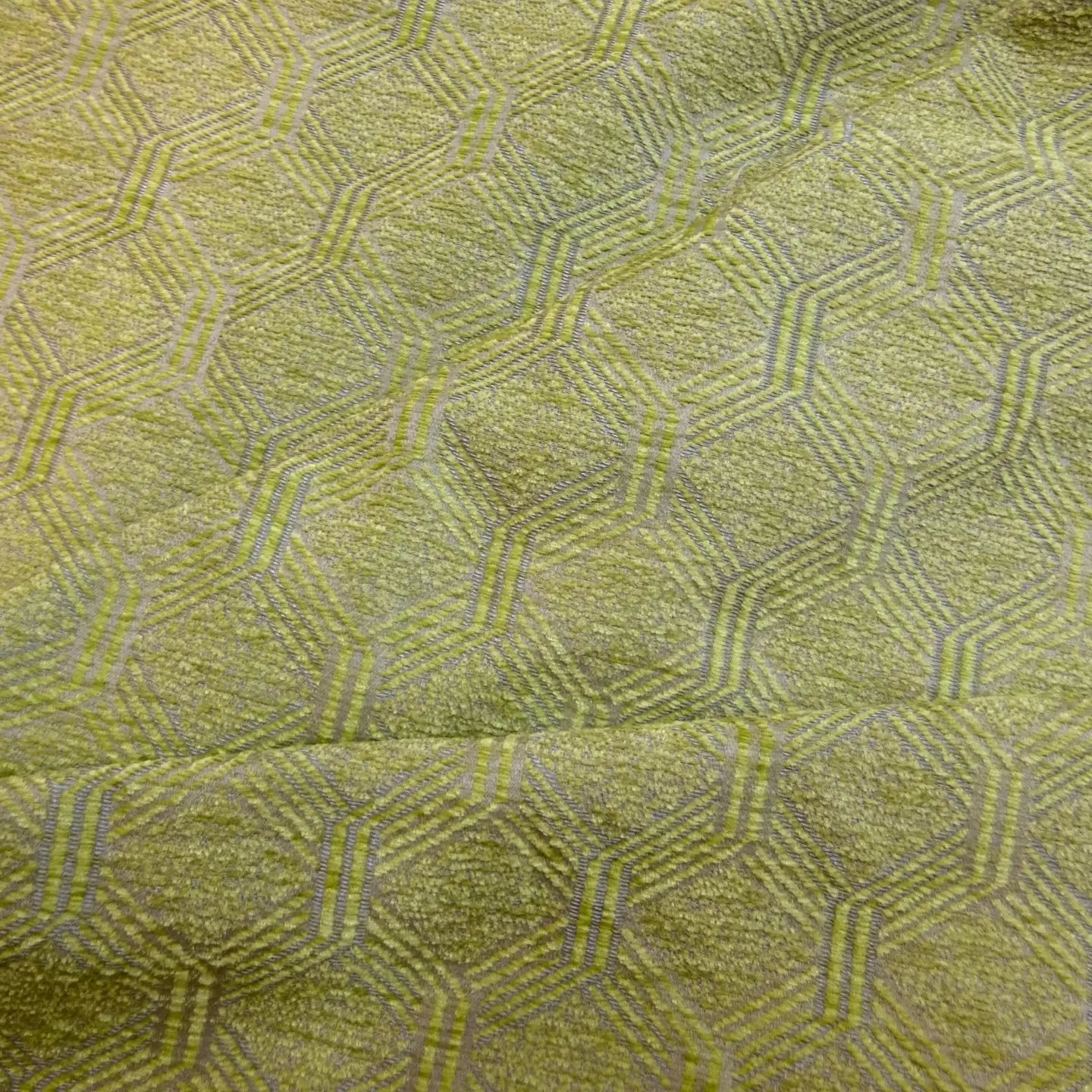 Curtain Fabric Upholstery Fine Chenille Block Busters Apple Green