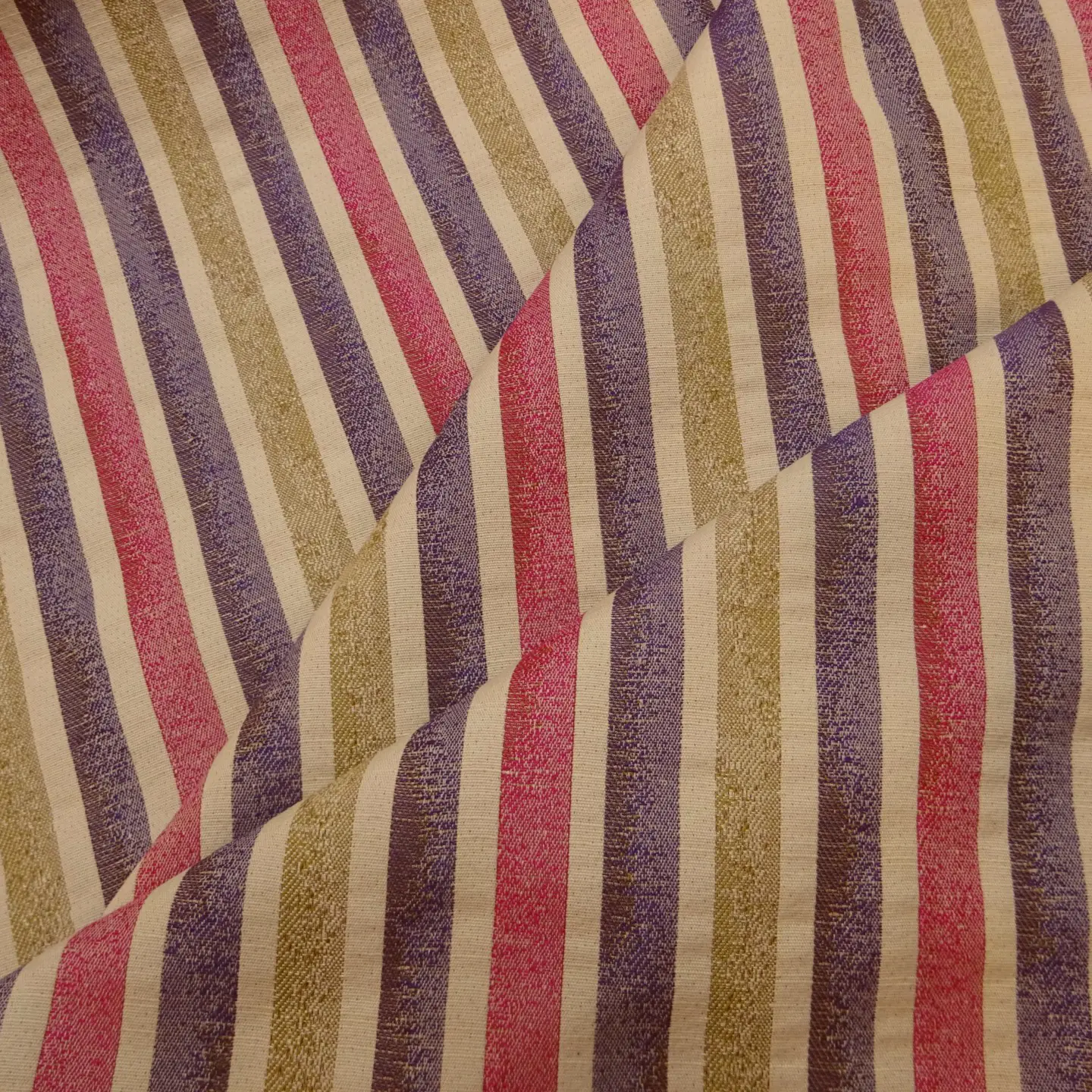 Curtain Fabric Carnival Stripes Cerise Purple
