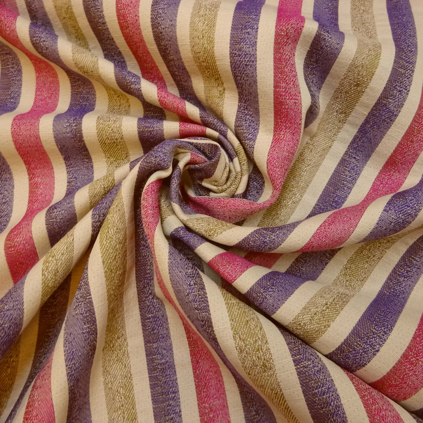 Curtain Fabric Carnival Stripes Cerise Purple