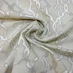Curtain Fabric Beaumont Moroccan Lattice Ivory/Grey
