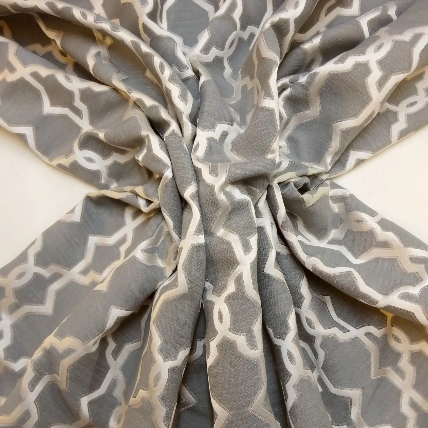 Curtain Fabric Beaumont Moroccan Lattice Dark Grey/Silver
