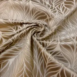 Curtain Fabric Beaumont Cuban Satin Leaves Taupe/Cream