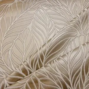 Curtain Fabric Beaumont Cuban Satin Leaves Taupe/Cream