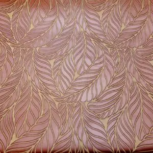 Curtain Fabric Beaumont Cuban Satin Leaves Plum/Pink/Beige
