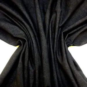 Denim Fabric Flocked Twill Weave Black