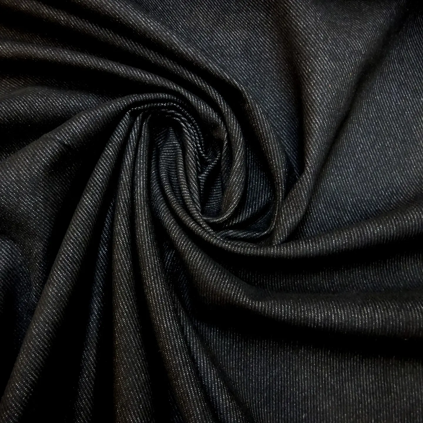 Denim Fabric Flocked Twill Weave Black