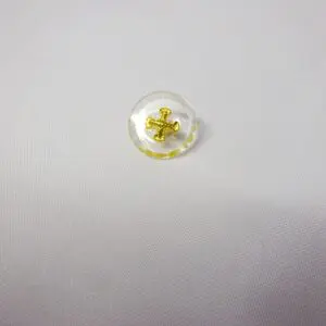 Buttons 18mm Shanked Clear With Gold Cross Code Jam