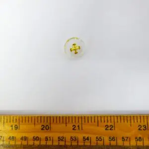 Buttons 18mm Shanked Clear With Gold Cross Code Jam