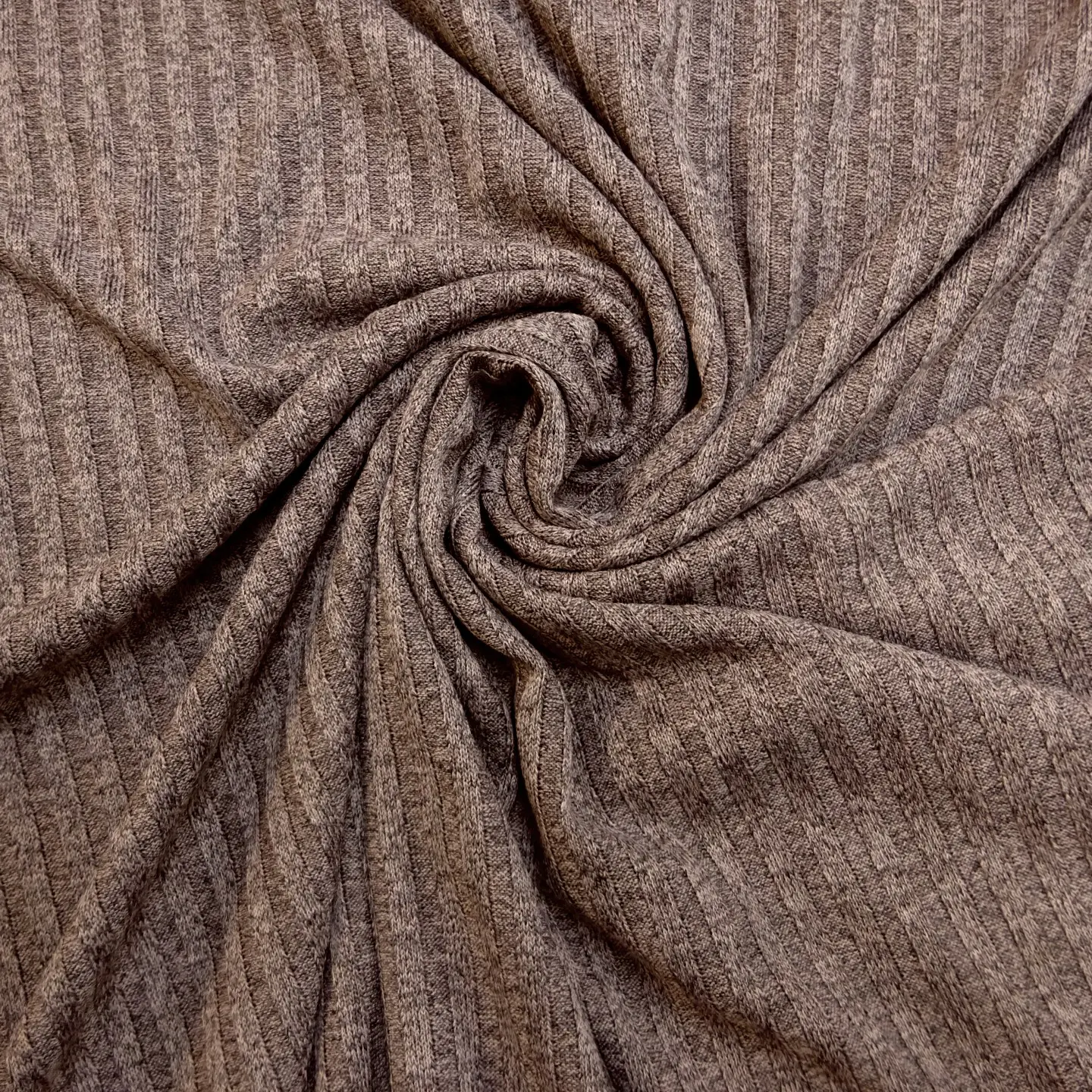 Jersey Fabric Ribbed Knit Marl Salmon Mousse
