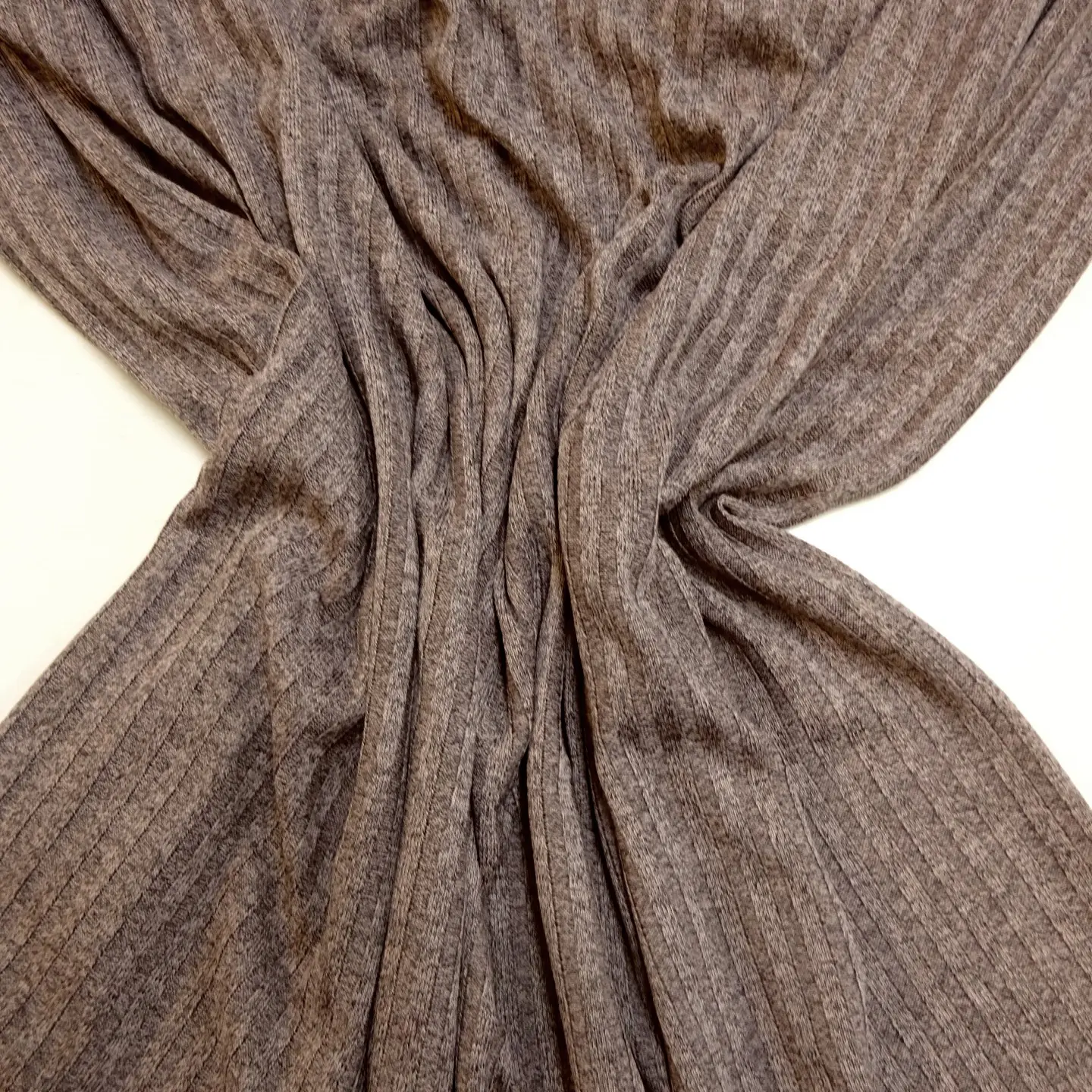 Jersey Fabric Ribbed Knit Marl Salmon Mousse