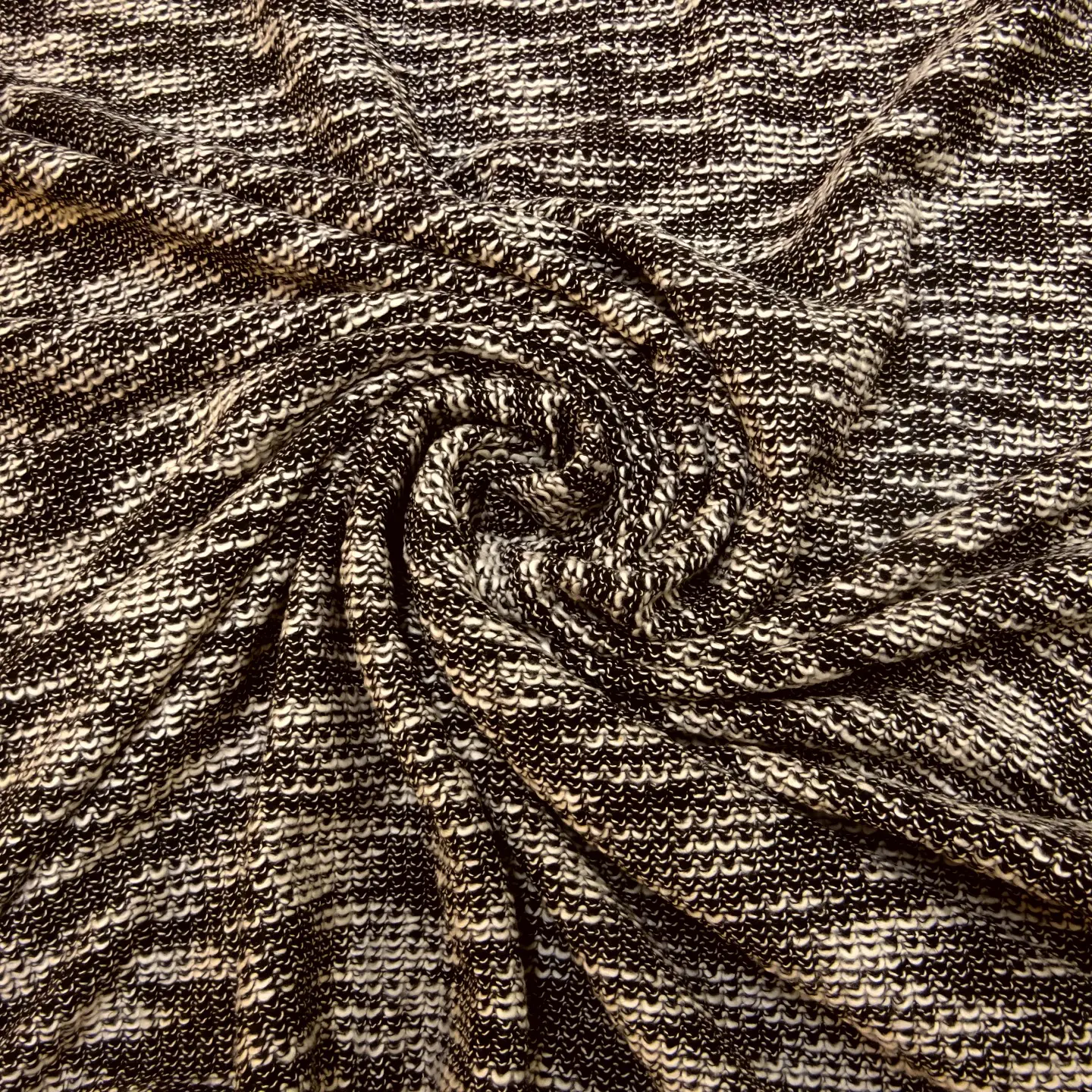 Jersey Fabric Knitted Look Winter Snow Black White