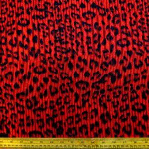 Jersey Fabric Red Hot Leopards Jacquard Black Red