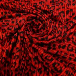 Jersey Fabric Red Hot Leopards Jacquard Black Red