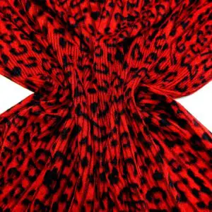 Jersey Fabric Red Hot Leopards Jacquard Black Red