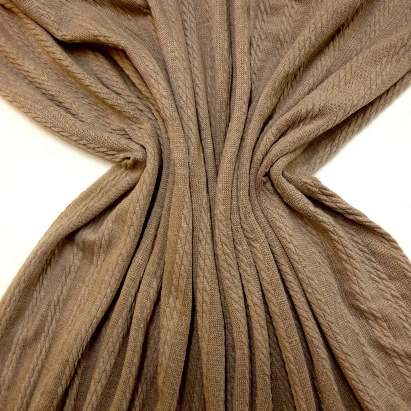 Jersey Fabric Cable Knit Toffee Crisp
