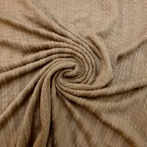 Jersey Fabric Cable Knit Toffee Crisp