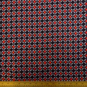 Jersey Fabric Knitted Look Alice In Wonderland Red Black