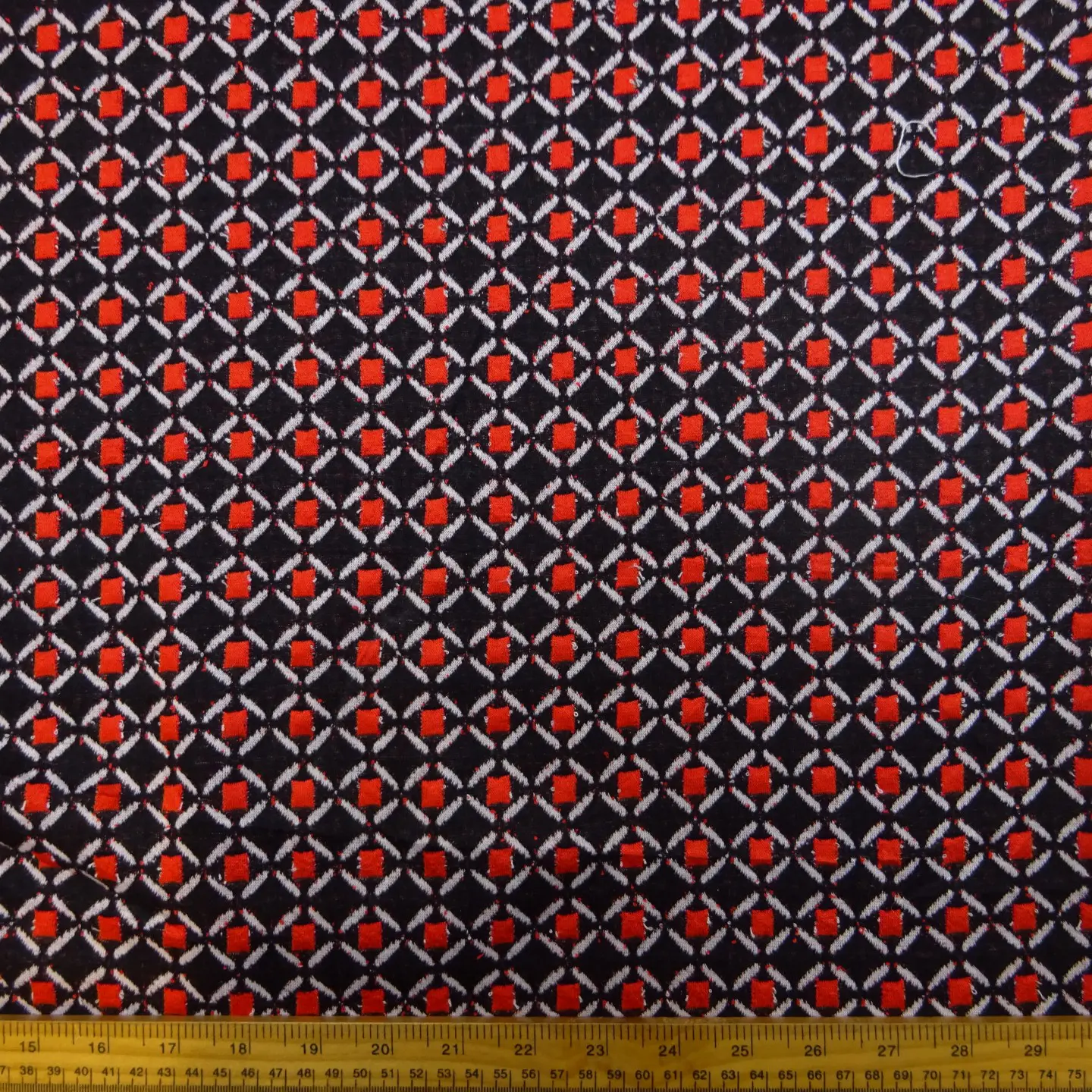 Jersey Fabric Knitted Look Alice In Wonderland Red Black
