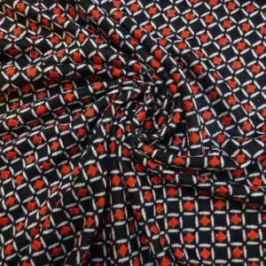 Jersey Fabric Knitted Look Alice In Wonderland Red Black