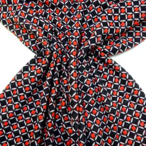 Jersey Fabric Knitted Look Alice In Wonderland Red Black