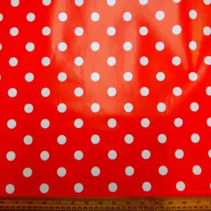 PVC Tabling Fabric Polka Dots Red