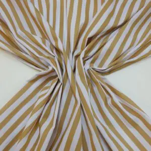 Polyester Cotton Fabric 1cm Stripe Spring Collection Beige/White