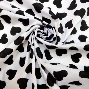 Polyester Cotton Fabric True Hearts Black