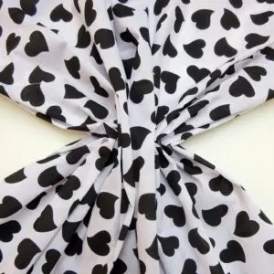Polyester Cotton Fabric True Hearts Black