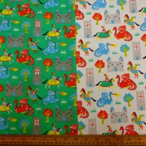 Polyester Cotton Fabric Knights & Dragons