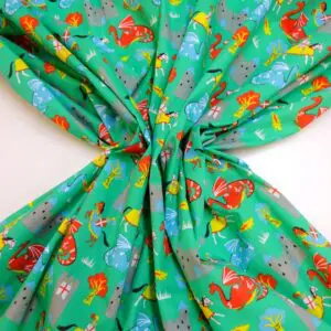 Polyester Cotton Fabric Knights & Dragons Green